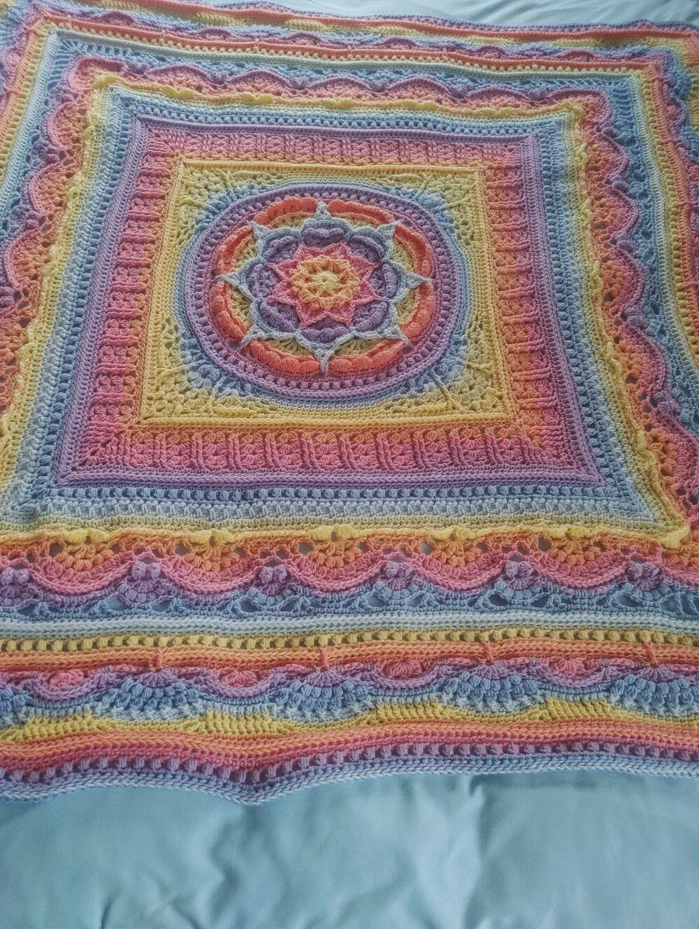 Handmade Crocheted Soft Beautiful Rainbow Baby Blanket 46